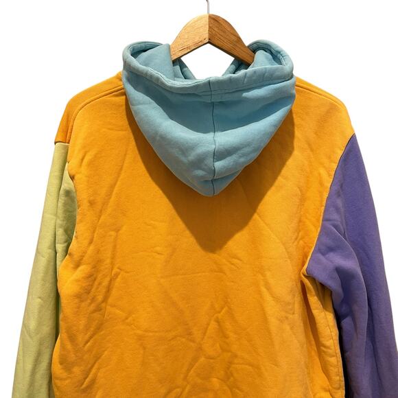 ADIDAS Womens Color Block Logo Hoodie Pastels Sz L Pocket Oversized Streetwear - Picture 7 of 10